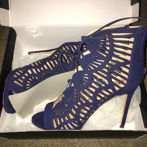 Brand New Strappy Blue "Cut It Out" heels